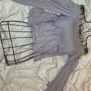 American Eagle Outfitters Gray Textured Top